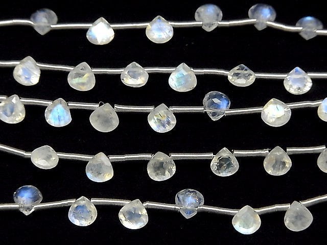 Hochwertiger Regenbogen-Mondstein AAA- Kastanie facettiert 6x6mm Halb- oder 1Strang-Perlen (12 Stück)
