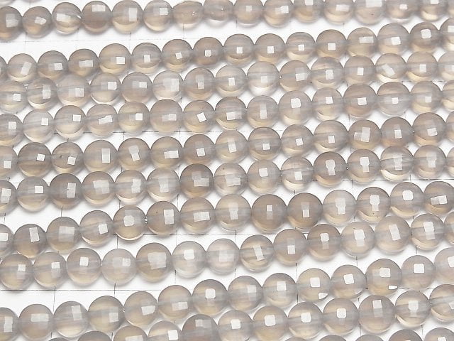 High Quality! Gray Onyx AAA Faceted Coin 6x6x4mm 1strand beads (aprx.15inch/37cm)