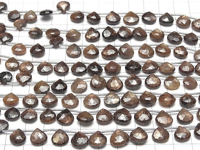 Goldene Szene Saphir AA++ Kastanie Facettiert Briolette halb oder 1Strang Perlen (14Stk)