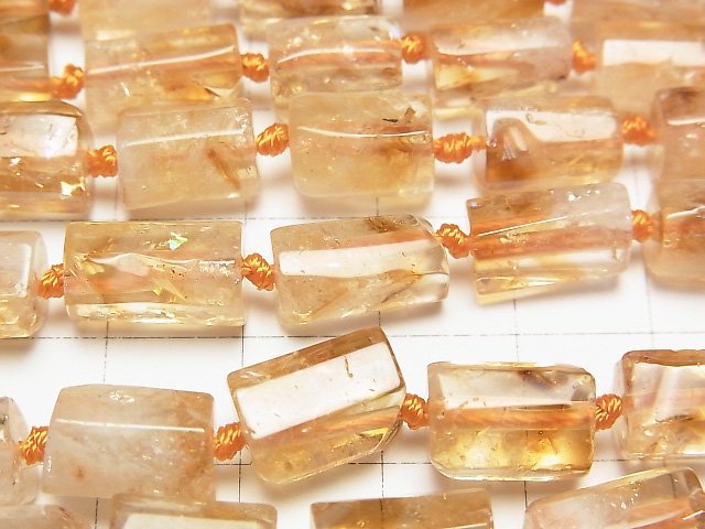 Phantom Citrine AA Rough Tube -Faceted Nugget 1strand beads (aprx.15inch/38cm)