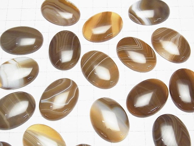 Braun Gestreifter Achat AAA Oval Cabochon 30x22mm 2Stk