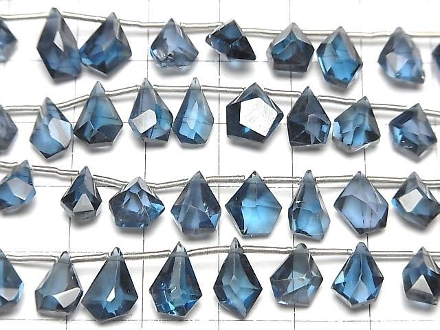 Hochwertiger London Blau Topas AAA Roh Tropfen - Facettiert Birnenform halb oder 1Strang Perlen (ca. 6Zoll/16cm)