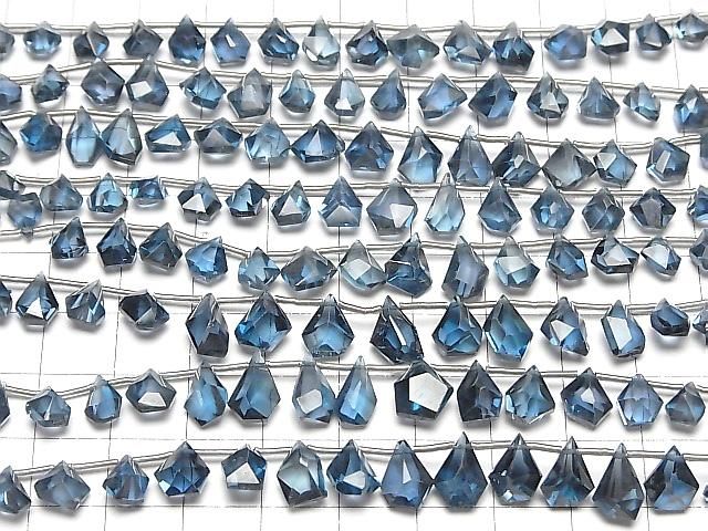 Hochwertiger London Blau Topas AAA Roh Tropfen - Facettiert Birnenform halb oder 1Strang Perlen (ca. 6Zoll/16cm)