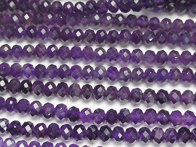 Hochwertig! Amethyst AA++ facettierte Knopf-Rondelle 6x6x4,5mm halb oder 1Strang Perlen (ca. 15 Zoll/38 cm)