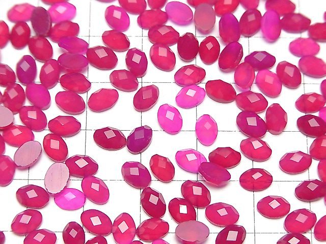 Fuchsia Pink Chalcedon AAA- oval facettierte Cabochon 6x4mm 10 Stück