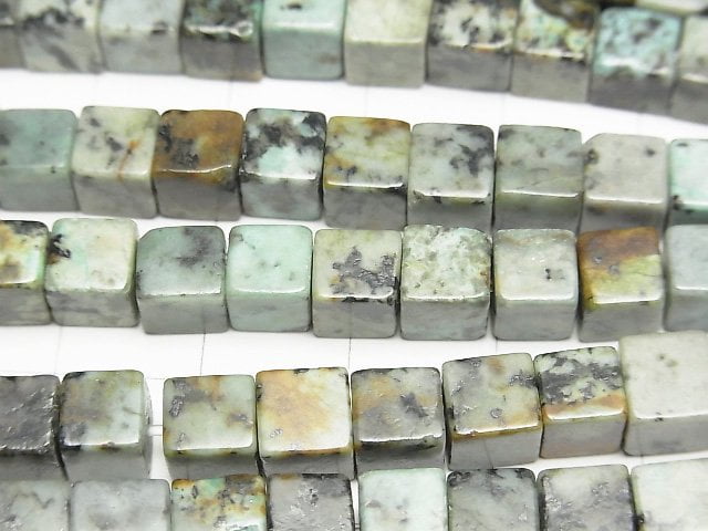非洲綠松石方塊珠 6x6x6毫米 1串 (約15英吋/38公分)