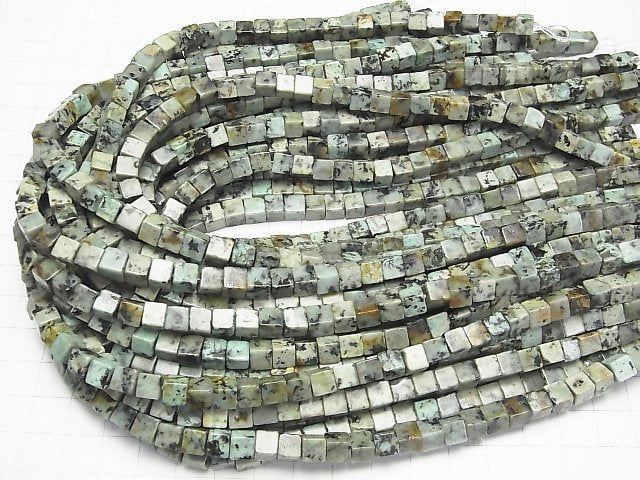 Afrikanischer Türkis Würfel 6x6x6mm 1Strang Perlen (ca. 15 Zoll/38 cm)