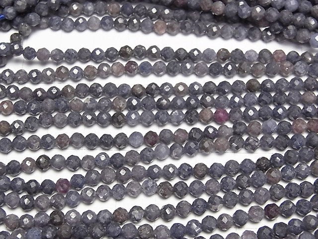 Hochwertig! Madagaskar Saphir AA+ facettierte Runde 4mm 1Strang Perlen (ca. 15 Zoll/37 cm)