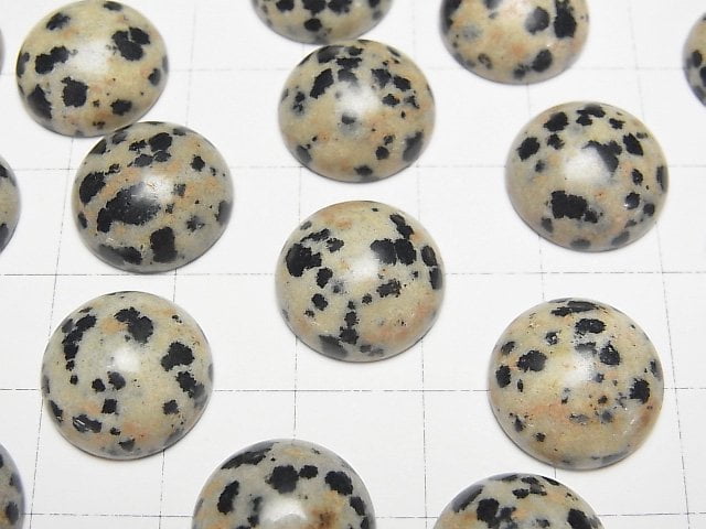 達爾馬提亞碧玉 圓形素面蛋面 14x14mm 4顆