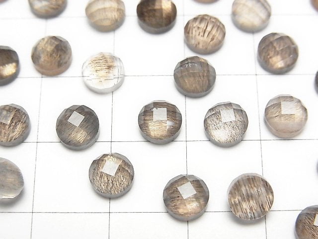 月光石 x 水晶 AAA 圓刻面素面蛋面 6x6mm 3顆
