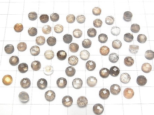 Mondstein x Kristall AAA Runde facettierte Cabochon 6x6mm 3Stück