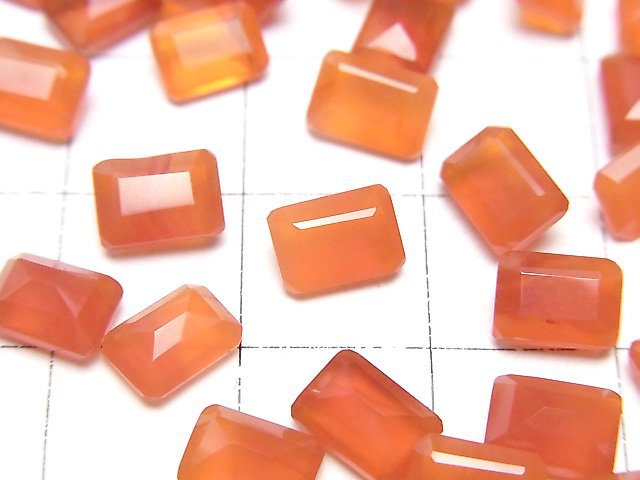 高品質紅玉髓 AAA 刻面長方形裸石 7x5mm 5顆