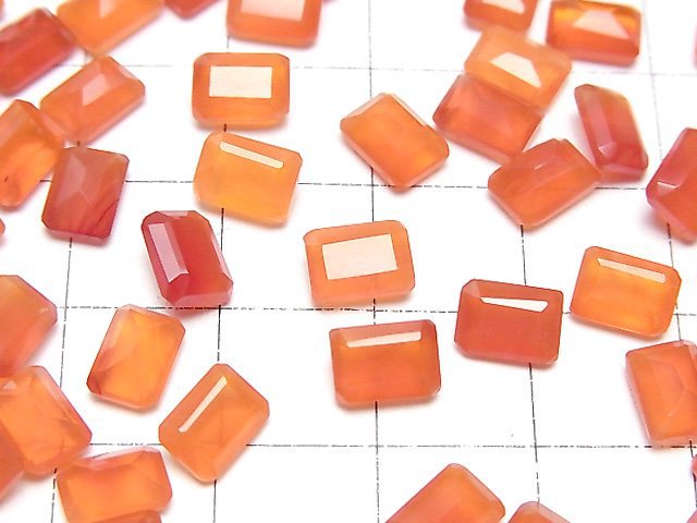 Hochwertiger Karneol AAA Lose Steine rechteckig facettiert 7x5mm 5Stk