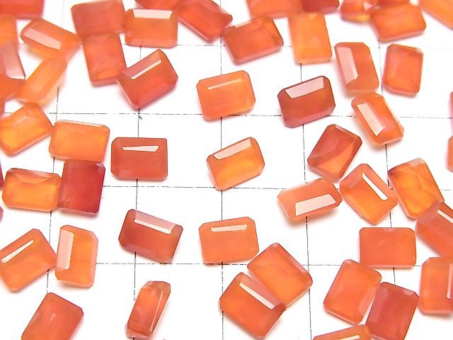 Hochwertiger Karneol AAA Lose Steine rechteckig facettiert 7x5mm 5Stk
