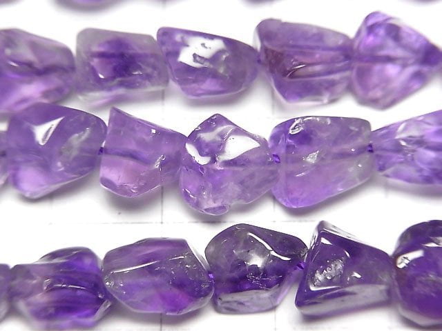 高品質紫水晶 AAA- 未加工塊狀或一串珠子 (約15英吋/38公分)