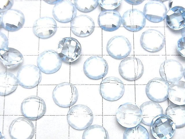 Hochwertiger himmelblauer Topas AAA Lose Steine rund facettiert Cabochon 8x8mm 2Stk
