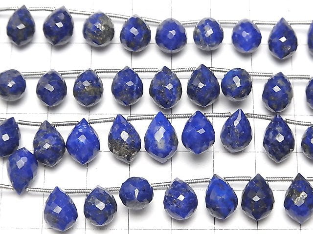 Perles en lapis-lazuli AA++ de haute qualité, taille marquise, facettées en goutte, demi-fil ou 1 fil (18 pièces)