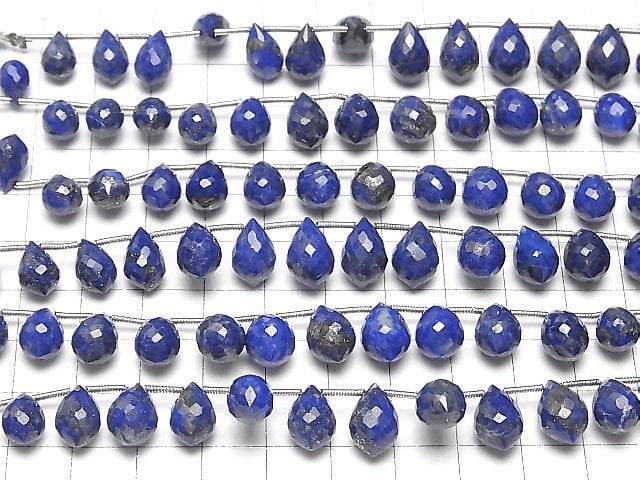 Perles en lapis-lazuli AA++ de haute qualité, taille marquise, facettées en goutte, demi-fil ou 1 fil (18 pièces)