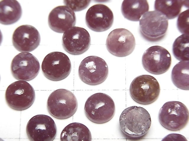 紫鋰雲母 AA++ 圓形蛋面 6x6mm 3顆