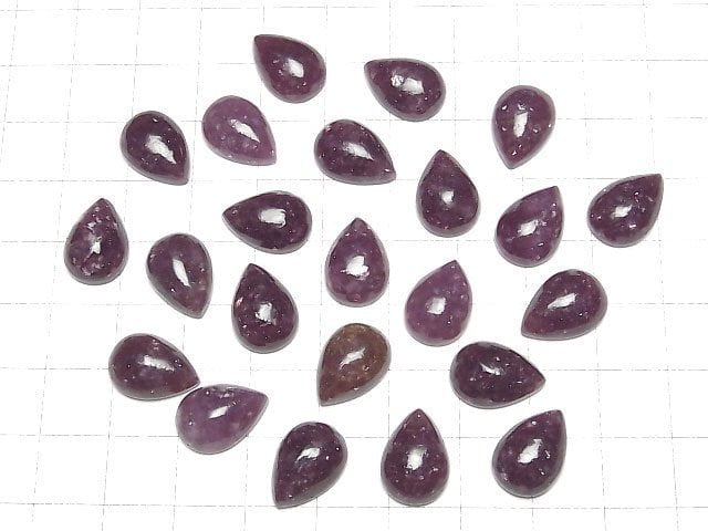 Lepidolith AAA- Birnenform Cabochon 14x10mm 2 Stück