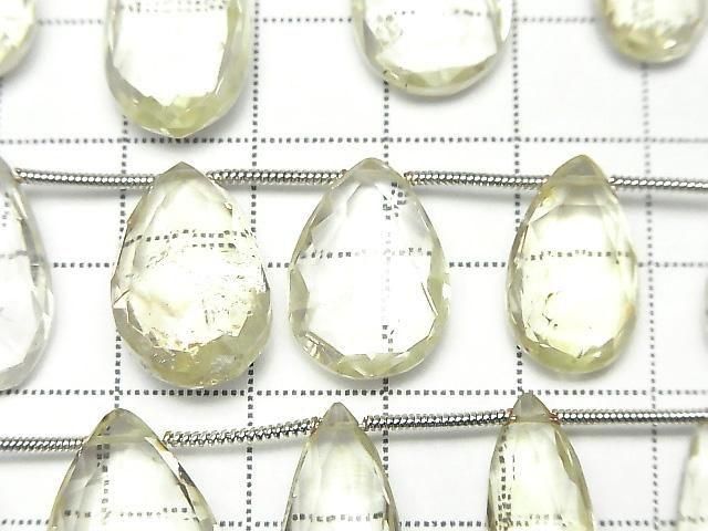 檸檬石英 AA++ 梨形刻面刻面鑽孔珠 1串 (10顆)