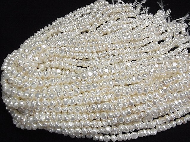 Muschelperle Weiße Kartoffel - Barock 6-7mm 1 Strang Perlen (ca. 38 cm)