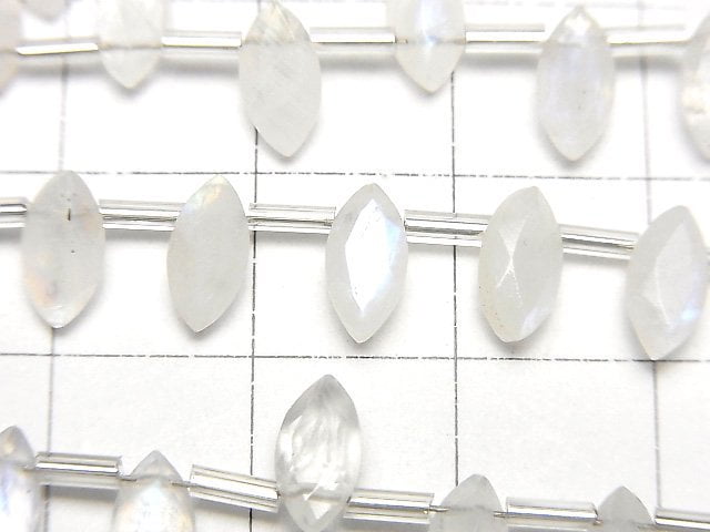 高品質彩虹月光石 AA++ 刻面馬眼形 8x4mm 半串或 1 串 (18 顆)