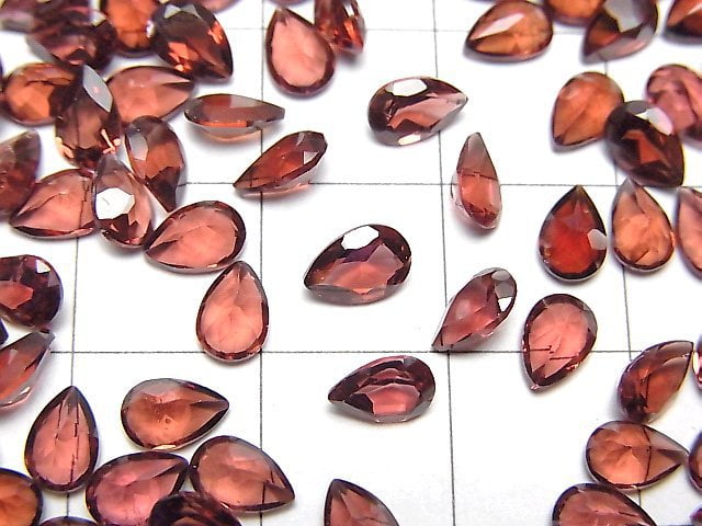 高品質莫三比克石榴石 AAA 梨形刻面裸石 6x4mm 10顆