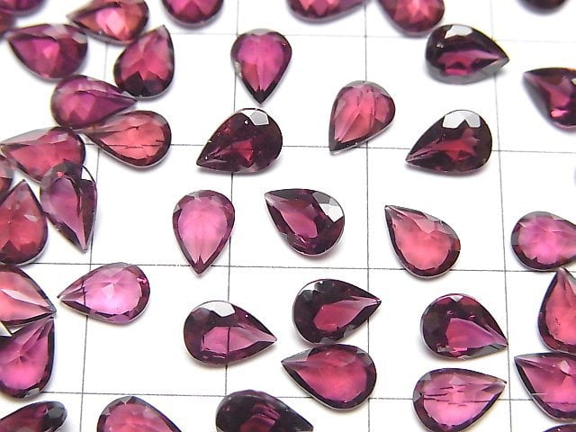 Hochwertiger Rhodolith Granat AAA lose Stein tropfenförmig facettiert 7x5mm 3 Stück
