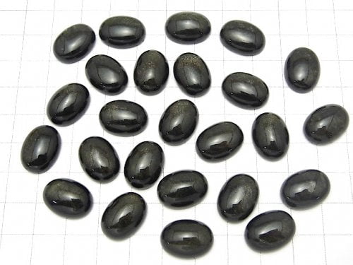 黃金黑曜石 AAA 橢圓蛋面 16x12mm 3顆
