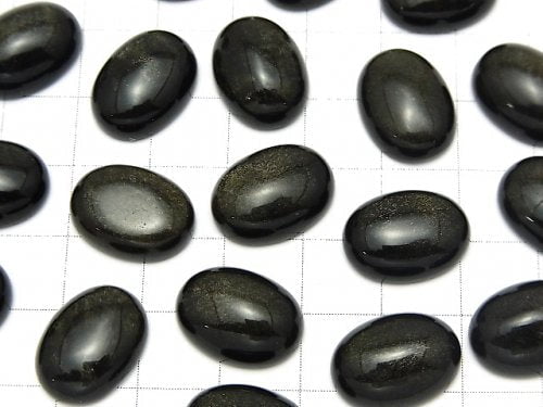 Goldener Obsidian AAA Oval Cabochon 16x12mm 3Stück