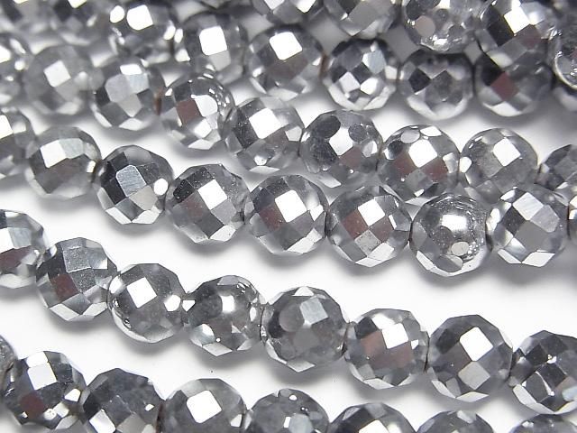 赤鐵礦 64切面圓珠 6mm 鍍銀 1串 (約15英吋/36公分) 高品質!