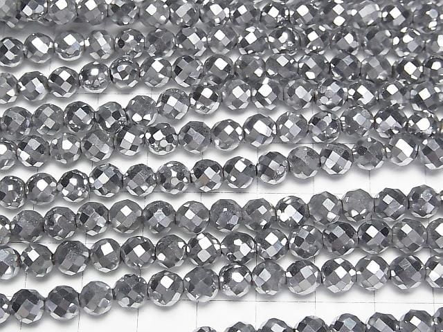 赤鐵礦 64切面圓珠 6mm 鍍銀 1串 (約15英吋/36公分) 高品質!