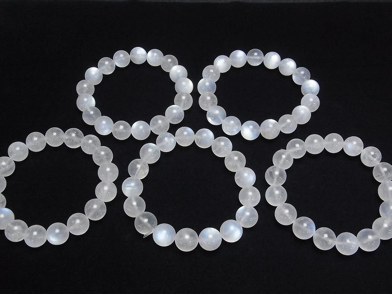 Bracelet en Pierre de Lune Royale Bleue AA++ Rond 11mm