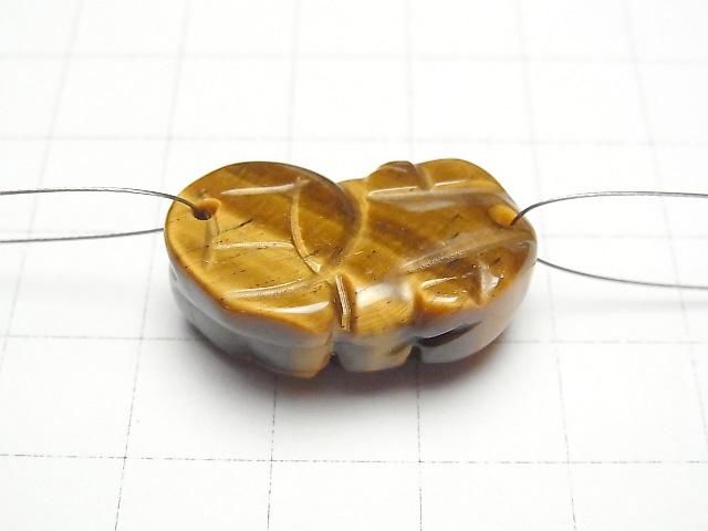 Gelber Tigerauge AAA- Pixiu-Schnitzerei 27x15x11mm 1 Paar
