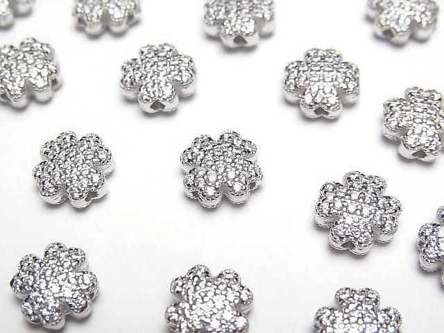 Silver 925 Clover Motif (with CZ) 8x8x4mm 1pc