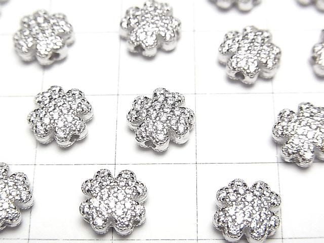 Silver 925 Clover Motif (with CZ) 8x8x4mm 1pc