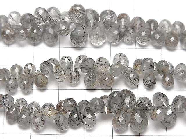 Hochwertiger Turmalinquarz AA++ Tropfen Facettiert Briolette 1 Strang Perlen (ca. 7 Zoll/18 cm)