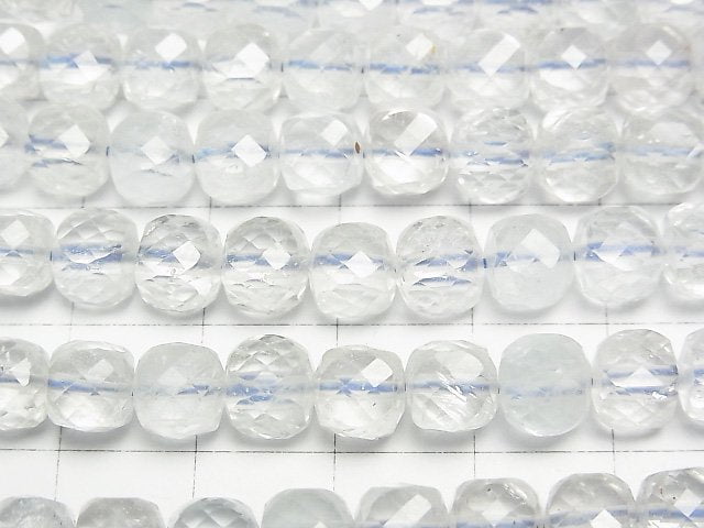 高品質!天然白色托帕石 AA+ 方塊形 7x7x7mm 半串或一串珠子(約15英吋/37公分)