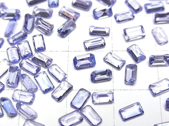 高品質坦桑石 AAA 裸石 矩形刻面 5x3 毫米 5 顆