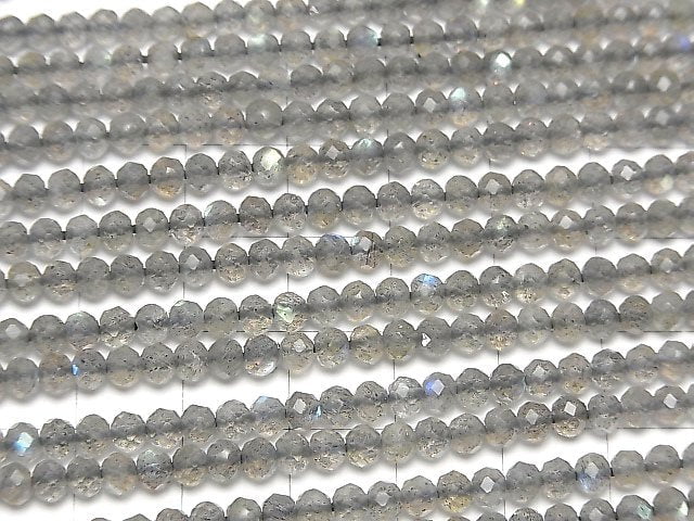 Hochwertiger Labradorit AAA semi-rund geschnitten-facettierte Knopf Rondelle 4x4x3mm 1Strang Perlen (ca. 12Zoll/30cm)