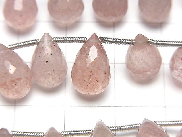 High Quality Pink Epidote AA++ Drop Faceted Briolette 1strand beads (18pcs)