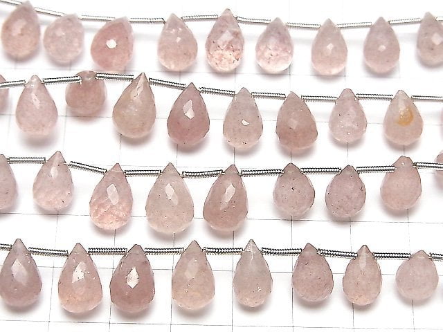 Hochwertiger rosa Epidot AA++ Tropfen facettiert Briolette 1Strang Perlen (18Stück)