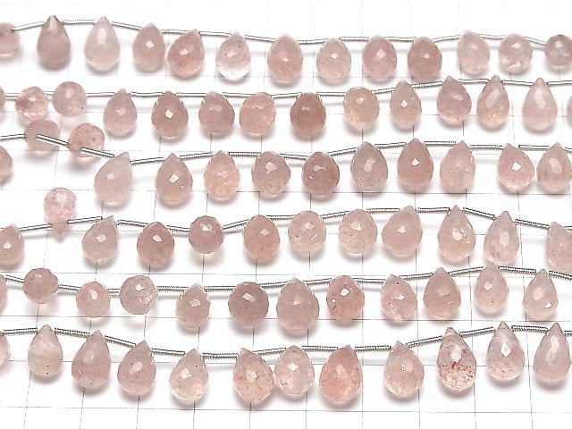Hochwertiger rosa Epidot AA++ Tropfen facettiert Briolette 1Strang Perlen (18Stück)