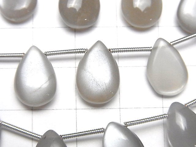 Gray Moonstone AA++ Pear shape (Smooth) 1strand beads (8pcs )