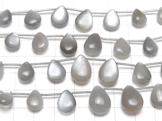 Grauer Mondstein AA++ Tropfenform (glatt) 1Strang Perlen (8Stück)