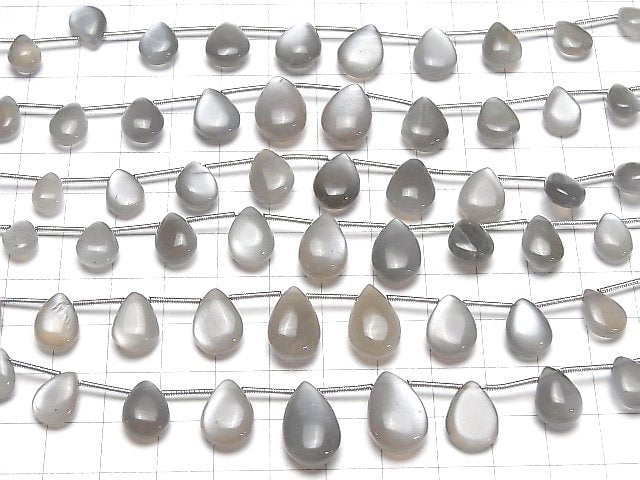 Grauer Mondstein AA++ Tropfenform (glatt) 1Strang Perlen (8Stück)