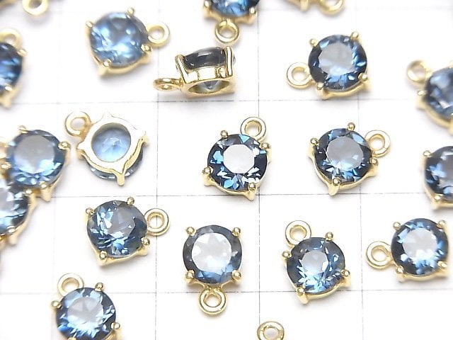 Hochwertiger London Blue Topas AAA Bezel Setting Rund Facettiert 6x6mm 18KGP 1Stück