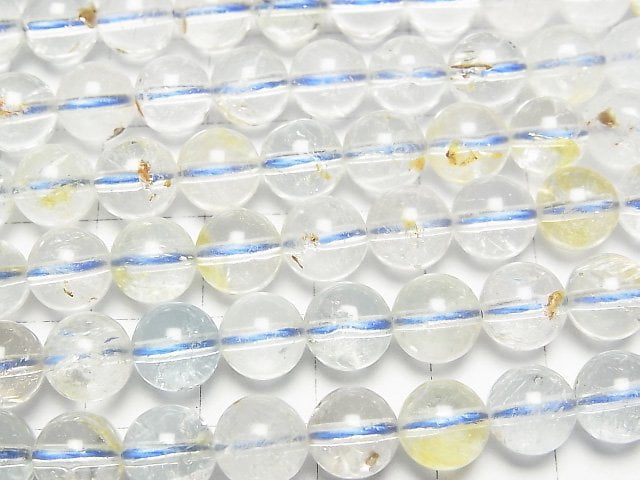 天然白色托帕石AA圓珠8毫米半串或一串珠子(約15英寸/36公分)