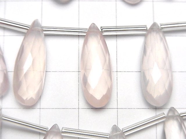 High Quality Rose Quartz AAA Pear shape Faceted Briolette 24x8mm half or 1strand beads (8pcs )